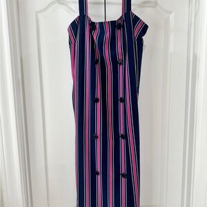 Laundry By Shelli Segal Strapless Navy and Pink Striped Dress